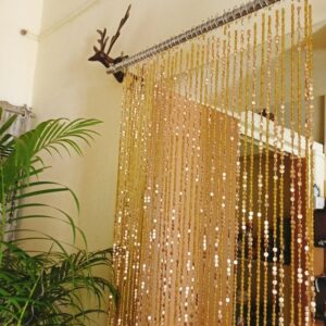 Golden Glass Beaded Curtain โ Luxury Door & Window Hanging Decor