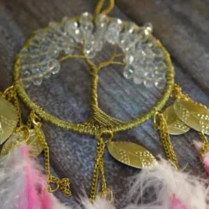 Handmade Stone Crystal Dream Catcher beaded tree of life
