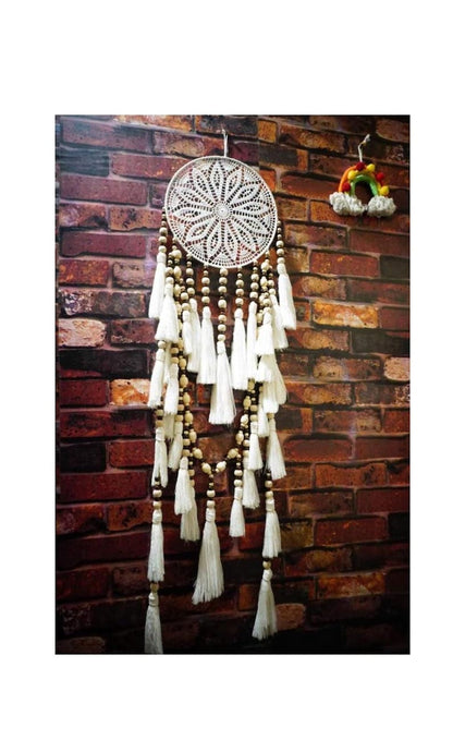 Handcrafted Crochet Dream Catcher with Wooden Beads