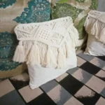 Set of 2 Tassel macrame cover , Boho Throw pillow - Image 3