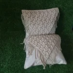 Set of 2 macrame boho cushion cover, cotton decorative cushion cover - Image 3