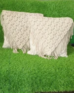 Set of 2 macrame boho cushion cover, cotton decorative cushion cover