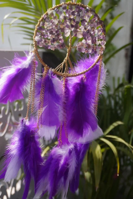 Amethyst Tree of Life Dreamcatcher: Crystal Healing Sleep Decor