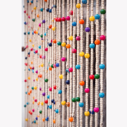 Handcrafted Wooden Beaded Curtain – Colorful Door Hanging