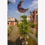 Handcrafted Crystal Moon Dreamcatcher Wall Hanging with Amethyst Stones & Glass Drops