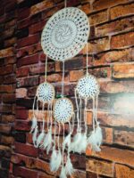 Handcrafted Boho Dream Catcher – White Feather Wall Hanging