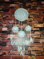 Handcrafted Boho Dream Catcher – White Feather Wall Hanging - Image 3