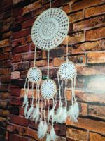 Handcrafted Boho Dream Catcher – White Feather Wall Hanging - Image 2