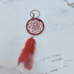 Handcrafted Dream Catcher Keychain – Red Feather Keyring - Image 2