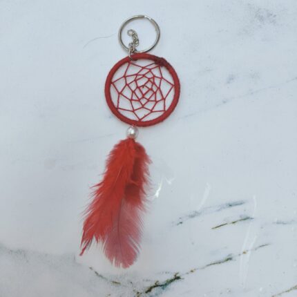Handcrafted Dream Catcher Keychain – Red Feather Keyring