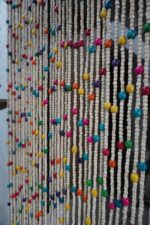 Handcrafted Wooden Beaded Curtain – Colorful Door Hanging